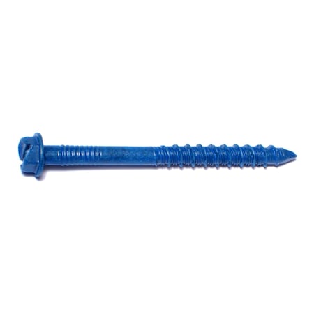 Red Head Tapcon Concrete Screw, 1/4" Dia., Hex, 2 3/4 in L, Steel Blue Ruspert, 100 PK 08119